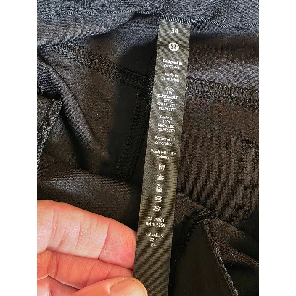 Lululemon ABC Trouser Slim‎ Fit Black Mens 34 LM5ADES 26